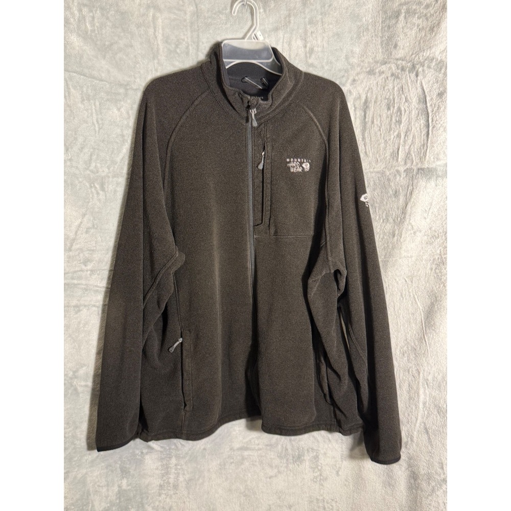 Mountain Hardwear Mens 2XL Full Zip Fleece Jacket Charcoal Gray Textured Knit